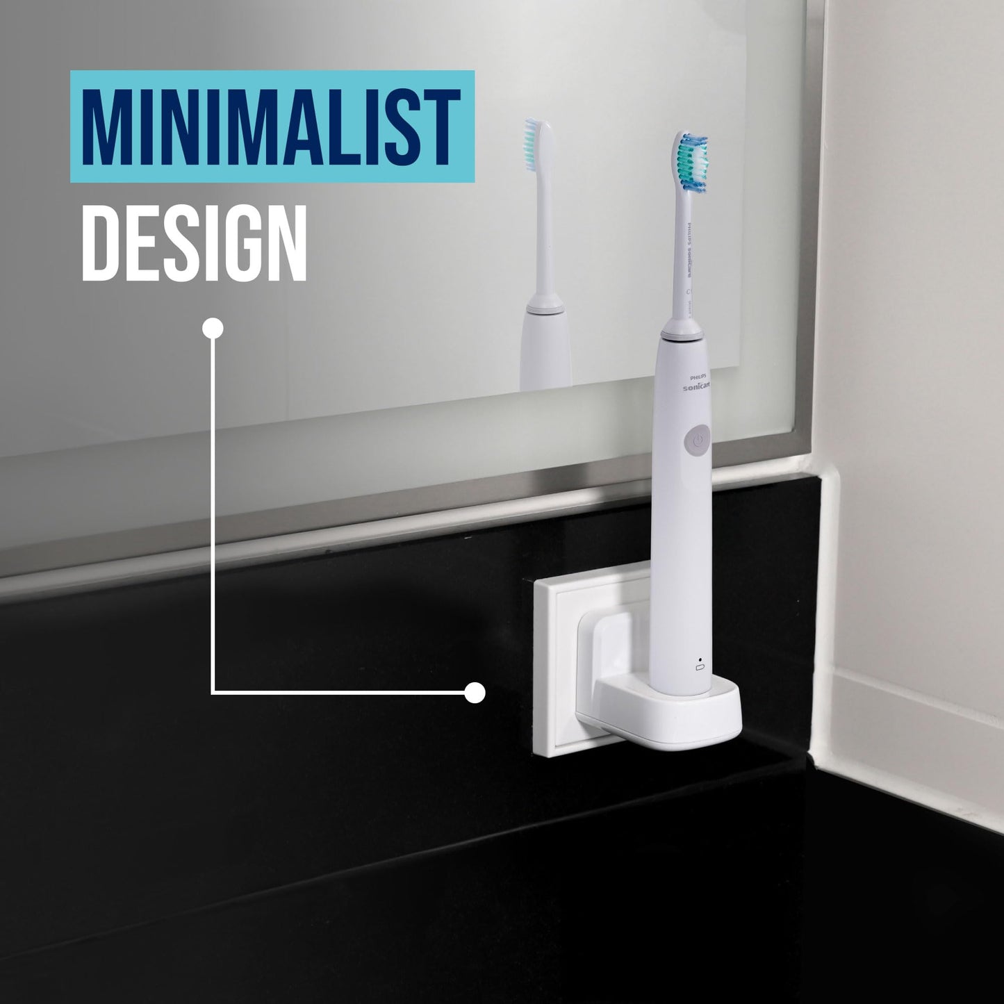 ProofVision Electric Toothbrush Wall Charger for US Socket for Philips 1000 to 7000 Series | Portable Philips Charging Station, Wireless, IPX7 Seal, with 2 Compatible Toothbrush Heads