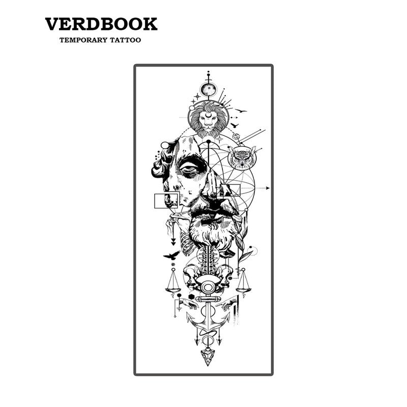 VERDBOOK Waterproof Temporary Tattoos: 2-Sheet Tattoo Kit with Realistic Body Stickers, Semi-Permanent Tattoos for Adults Lasting 7-15 Days – Safe for Men & Women, Celestial Reign