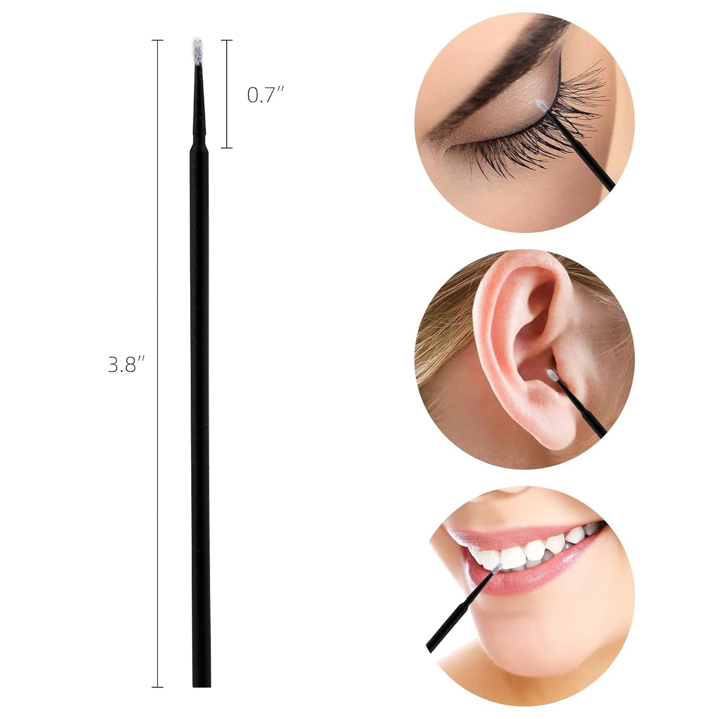 Disposable Micro Applicator Brushes - 500 Pcs Micro Swabs for Eyelash Extensions | Black Mascara Wands