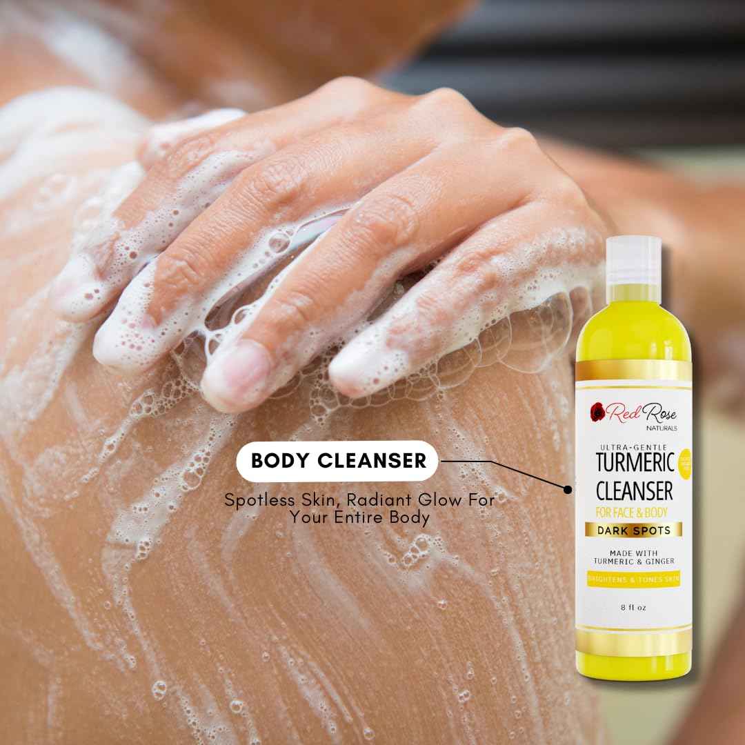 Red Rose Naturals Turmeric Soap for All Skin Types, Face and Body Cleanser with Lemon Scent, Daily Refreshing Face Wash, Made in USA, Vegan 8 oz.