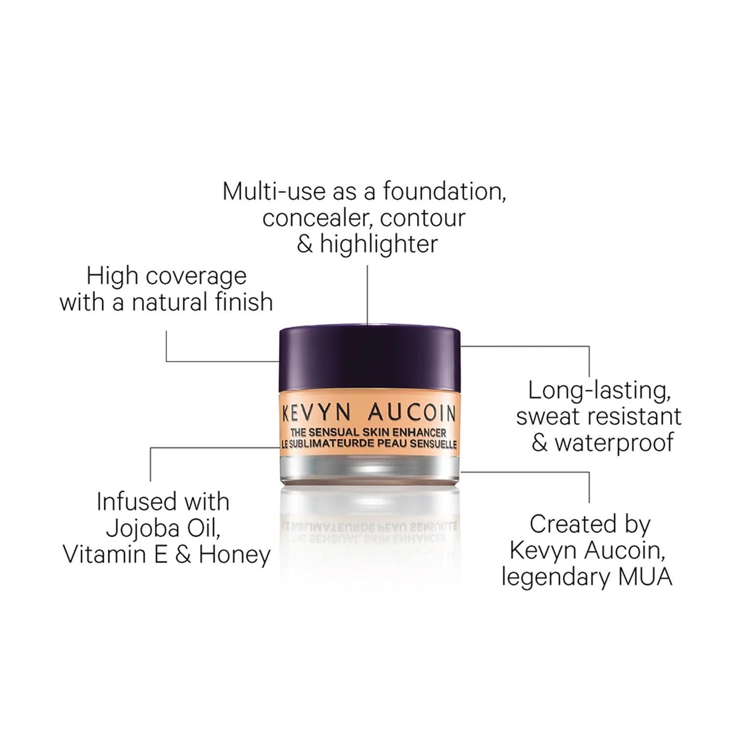 Kevyn Aucoin Sensual Skin Enhancer, SX 06 (Medium) Cream Foundation, Concealer, Highlighter and Contour for All Skin Types, 0.3 OZ