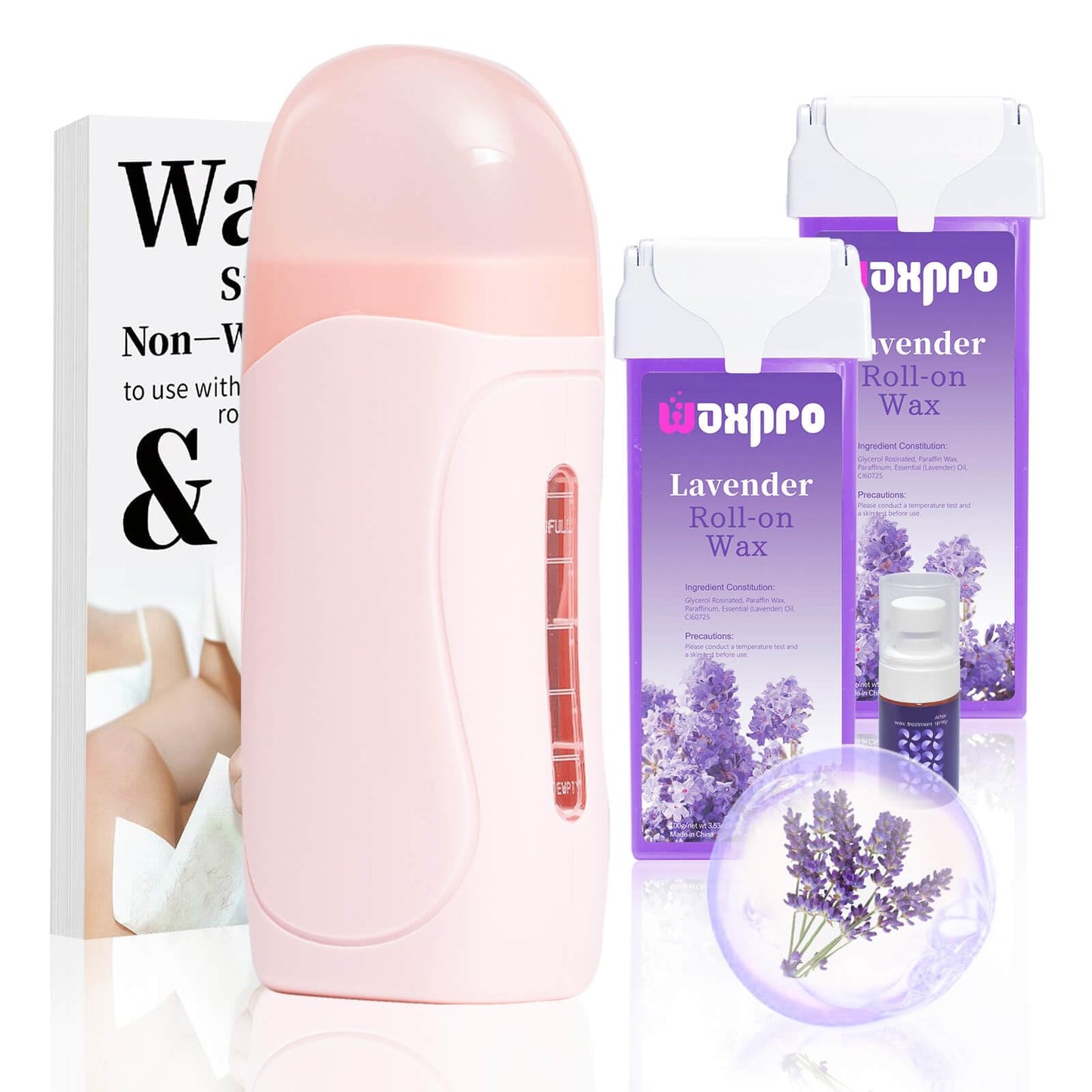 Waxpro Roll-On Wax Kit for Hair Removal, Roll on Waxing Kit for Women, At-Home Wax Warmer Kit with Hard Wax Refill, Honey Formula Gentle on Skin, Portable Gift for Body Legs Arms-Honey