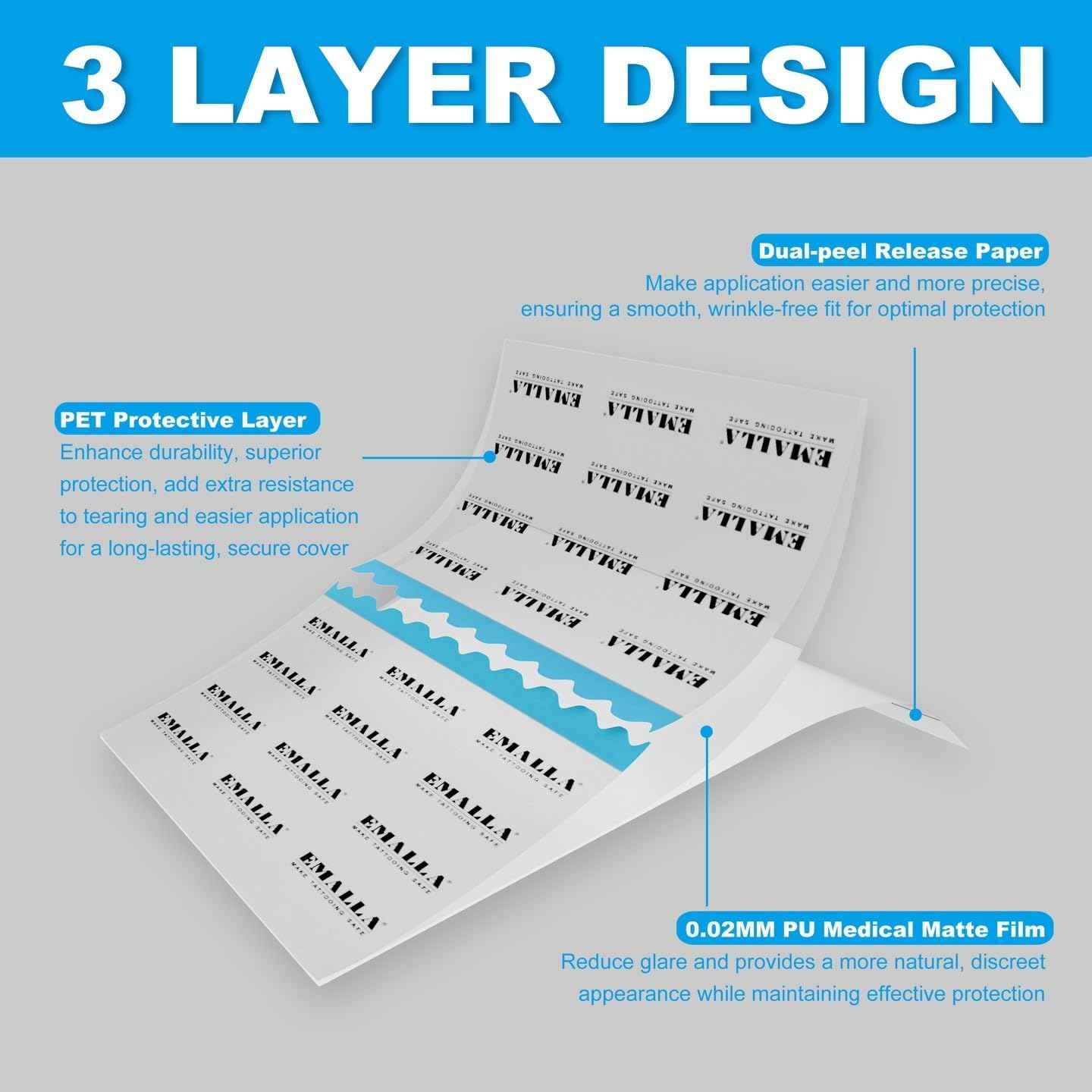 Emalla GRECE Tattoo Aftercare Bandage, Waterproof Second Skin Tattoo Cover Up Tape Patch 4" x 11 Yards Roll Flexible Aftercare Bandage for Healing Skin 0.01mm Protection Film