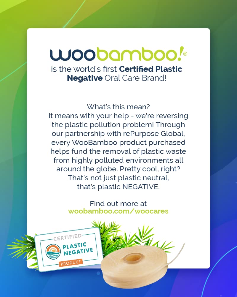 WooBamboo! All Natural Silk Dental Floss, Zero Waste, 66 feet of Mint-Flavored Floss (Pack of 4)