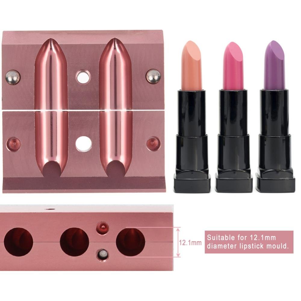 DIY Lipstick Mold With Stripper, 2/4/6 Cavities 12.1 Aluminum Alloy Rose Gold Dual Uses Lip Balm Maker Tool (6 Holes)