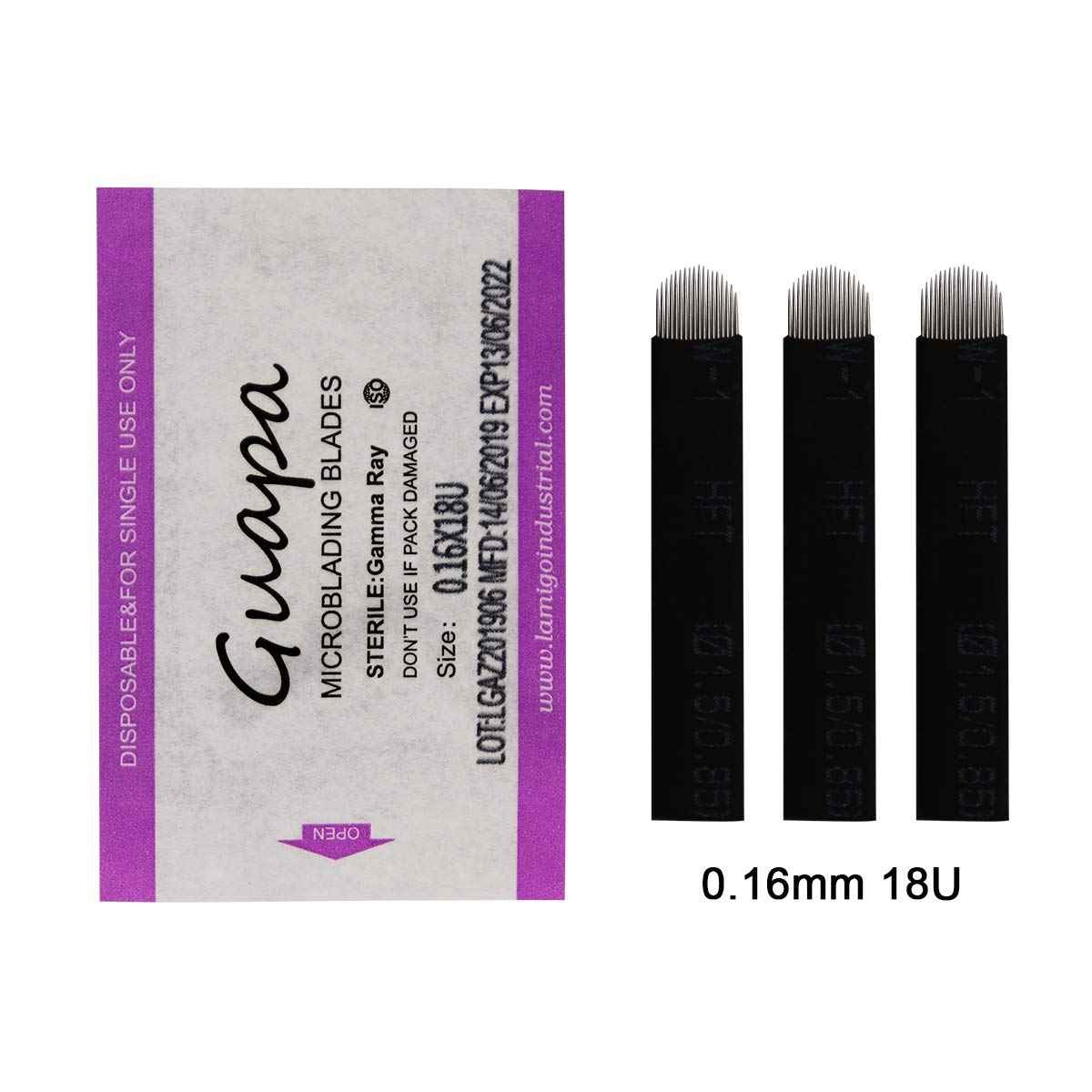 50pcs Microblading needles 18U NANO 0.16mm Blade Semi Permanent Makeup Eyebrow Tattoo Needles for Microblading Eyebrow Tattoo Manual Pen (18U-50pcs)