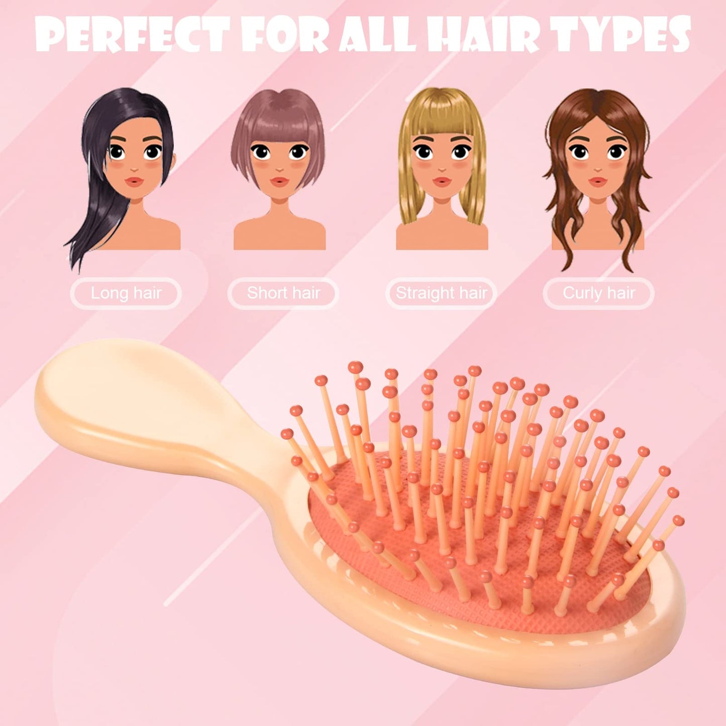 Mini Hair Brush 28 Pack, ANSLCA Hair Brushes Bulk Small Brush Set - Include 14 Travel Brush + 14 Fine Wide Detangling Hair Combs Wet Dry Hair for Girls Women Boys Men Kids (Stylish Colorful)