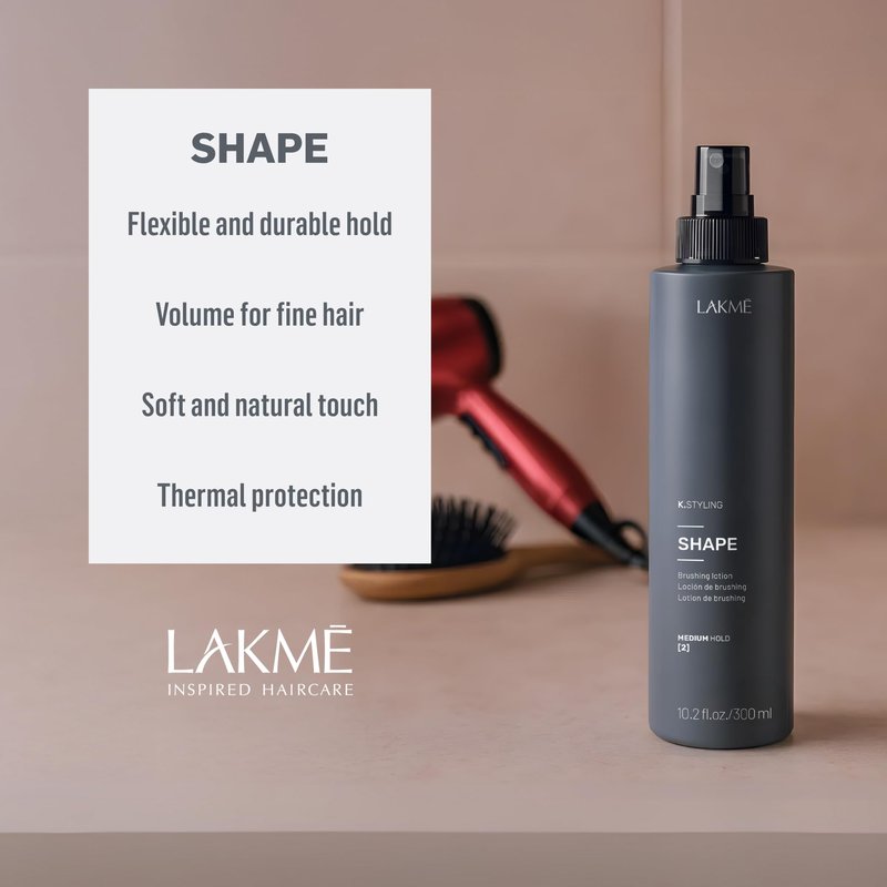 Lakmé K.Styling Shape Brushing Lotion, Volumizing Spray, Heat Protectant Spray for Hair, 10.2 Fl Oz