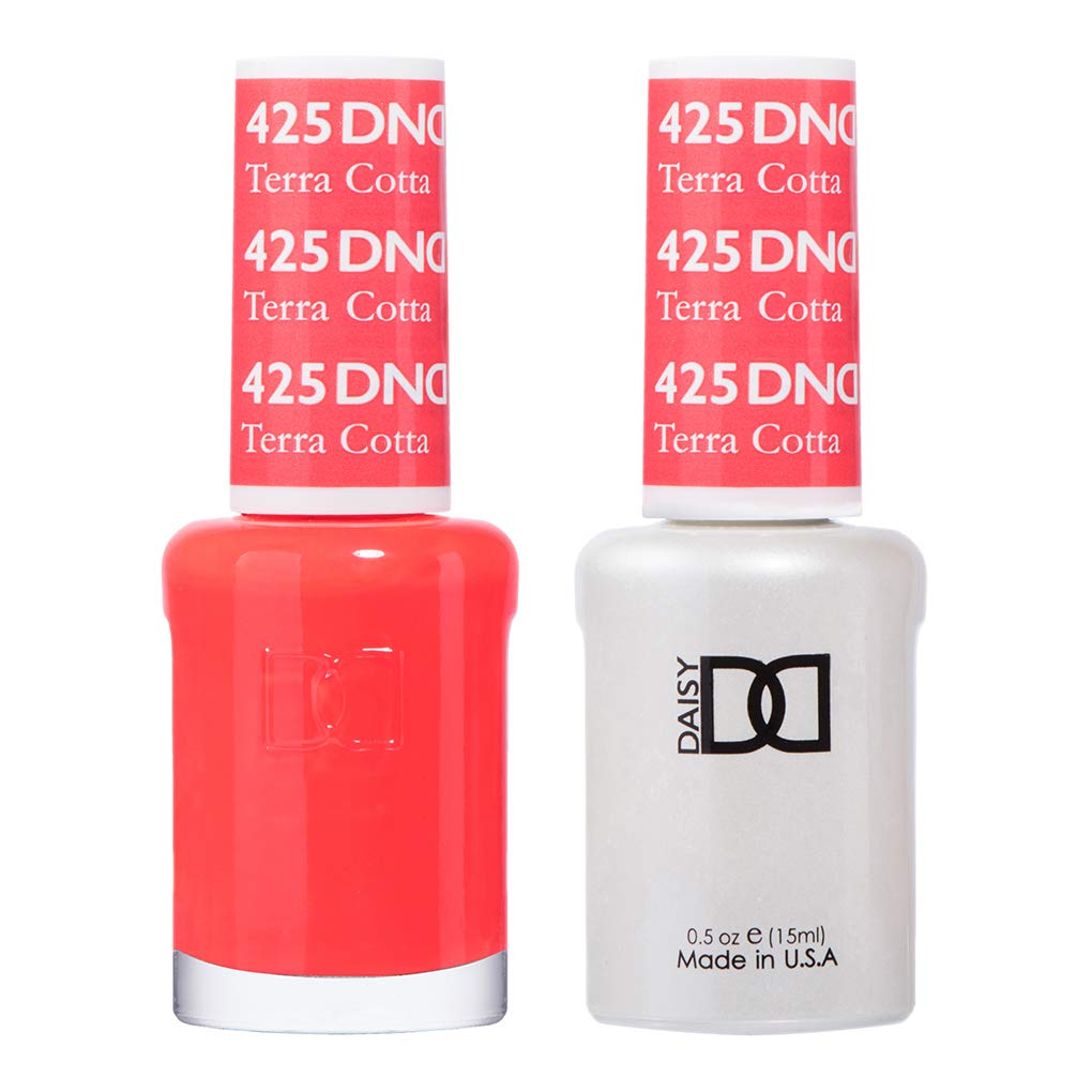DND Gel Polish Set, Orange Collection, UV/LED Gel Polish and Air Dry Nail Lacquer, Matching Chip-Free Polish Duo, 425 Terra Cotta, 0.5 Fl Oz