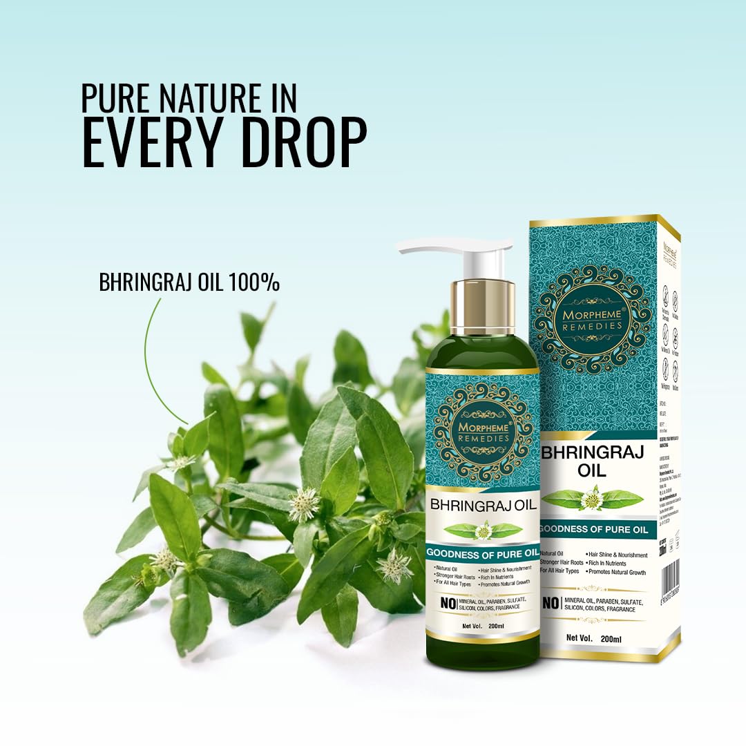 Morpheme Remedies Pure ColdPressed Bhringraj Oil (No Mineral Oil & Sulphate), 200ml