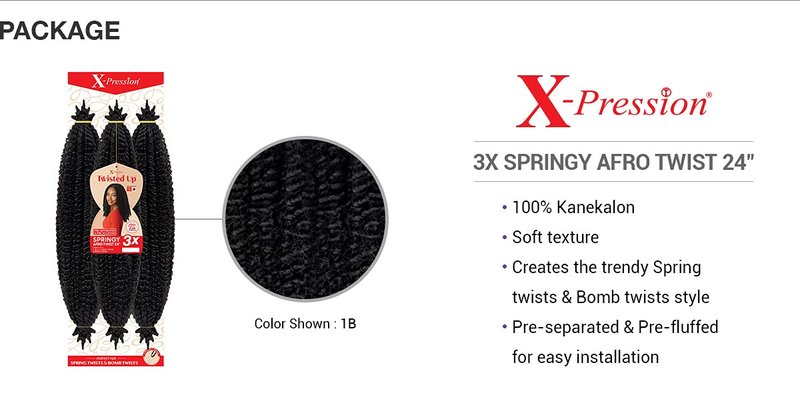 Outre Crochet Braids X-Pression Twisted Up 3X Springy Afro Twist 24" (3-pack, 4)