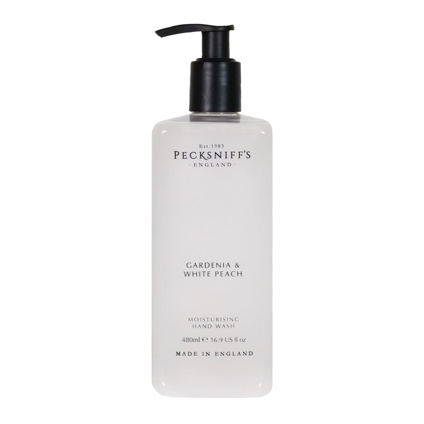 Pecksniff's Hand Wash - Liquid Hand Soap for Soft Skin, Natural, Revitalising, Hydrates and Moisturises, Handcrafted in England, Cruelty Free, Gift of Luxury 480ml/16.2 fl oz (Gardenia & White Peach)
