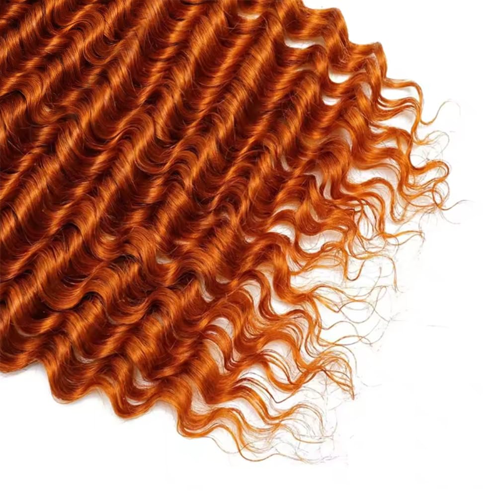 Deep Curly Human Braiding Hair - Orange 350 Ginger Boho Extensions | 16 Inch Bulk