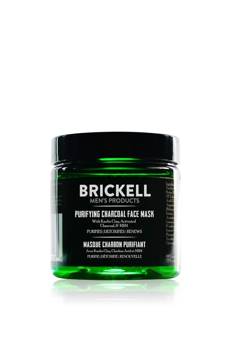 Brickell Men's Charcoal Face Mask - Detoxifying Skin Care with Kaolin Clay & Hyaluronic Acid | 4 oz, Unscented