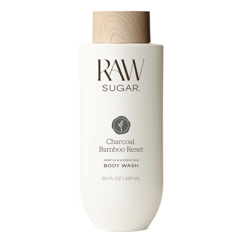 RAW SUGAR Charcoal Bamboo Reset Gentle & Hydrating Body Wash, 20 Fl Oz (Pack of 1), Moisturizing & Refreshing Bath & Shower Gel, Vegan, Formulated without SLS/SLES & Parabens