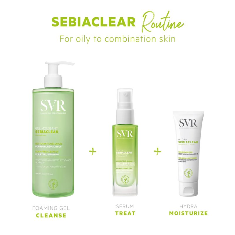 SVR - Sebiaclear Foaming Gel - Face & Body Cleanser with Salicylic Acid & PHA - For Teenagers to Adults, Combination, Oily, and Sensitive Skin - Gently Cleanses and Unclogs Pores - 13.5 fl.oz