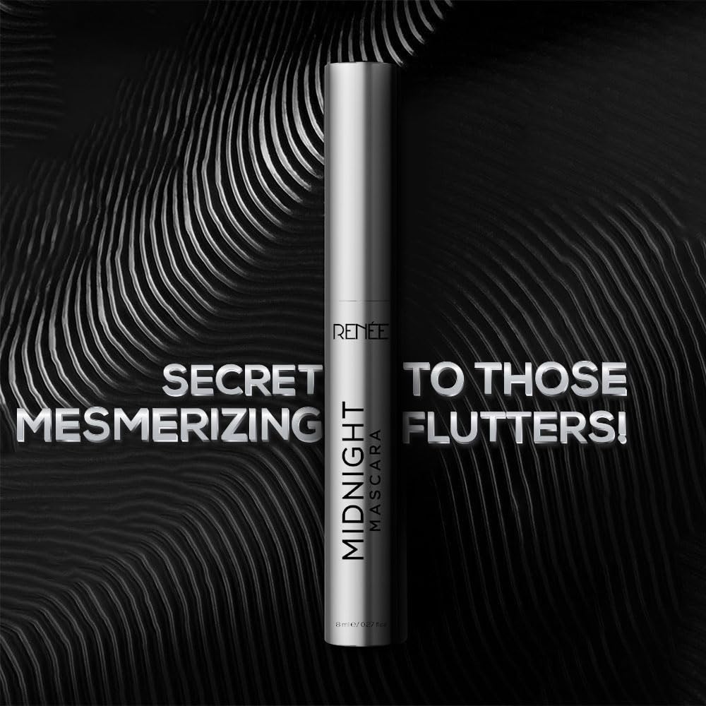 RENEE Midnight Mascara with Unique 360-Degree Wand, Darkest Black, Clump-Free & Long-Lasting Formula, Volumizes, Lengthens & Nourishes, Infused with Vitamin E