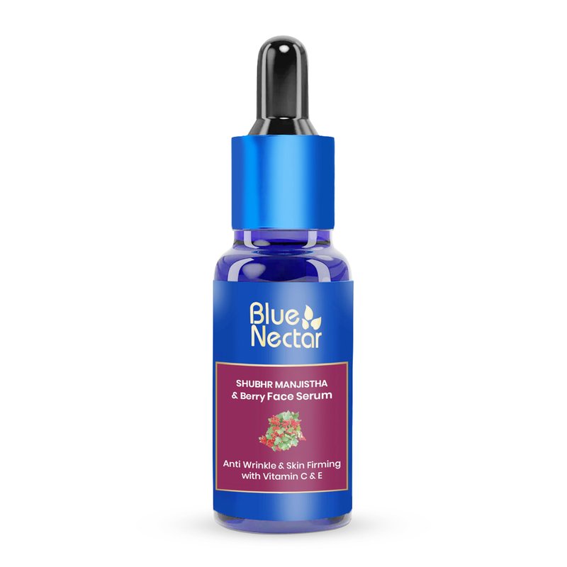 Blue Nectar Manjistha & Berry Face Serum | Helps Reduce the Appearance of Wrinkles & Improves the Look of Skin Firmness | Vitamin C & E Face Serum for Women & Men (13 Herbs, 1fl oz)