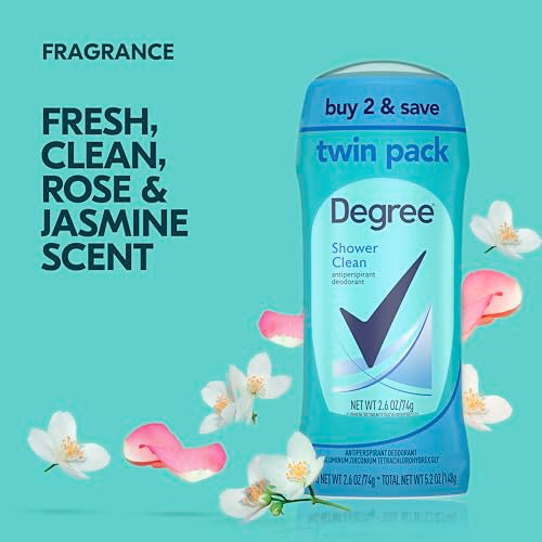 Degree Antiperspirant Deodorant Twin Pack Shower Clean 48-Hour Sweat and Odor Protection Antiperspirant for Women 2.6 oz