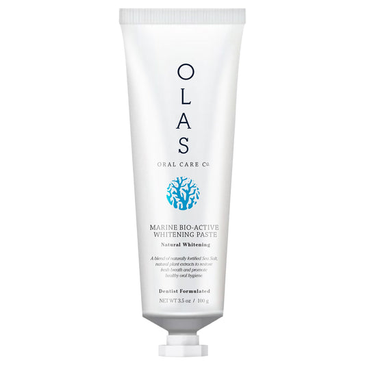 OLAS Marine Bio-Active Toothpaste - Whitening, Fluoride Free Toothpaste - Promote a Healthy Oral Microbiome & Natural Fresh Breath - SLS Free & Dentist Formulated Xylitol Toothpaste (3.5oz)