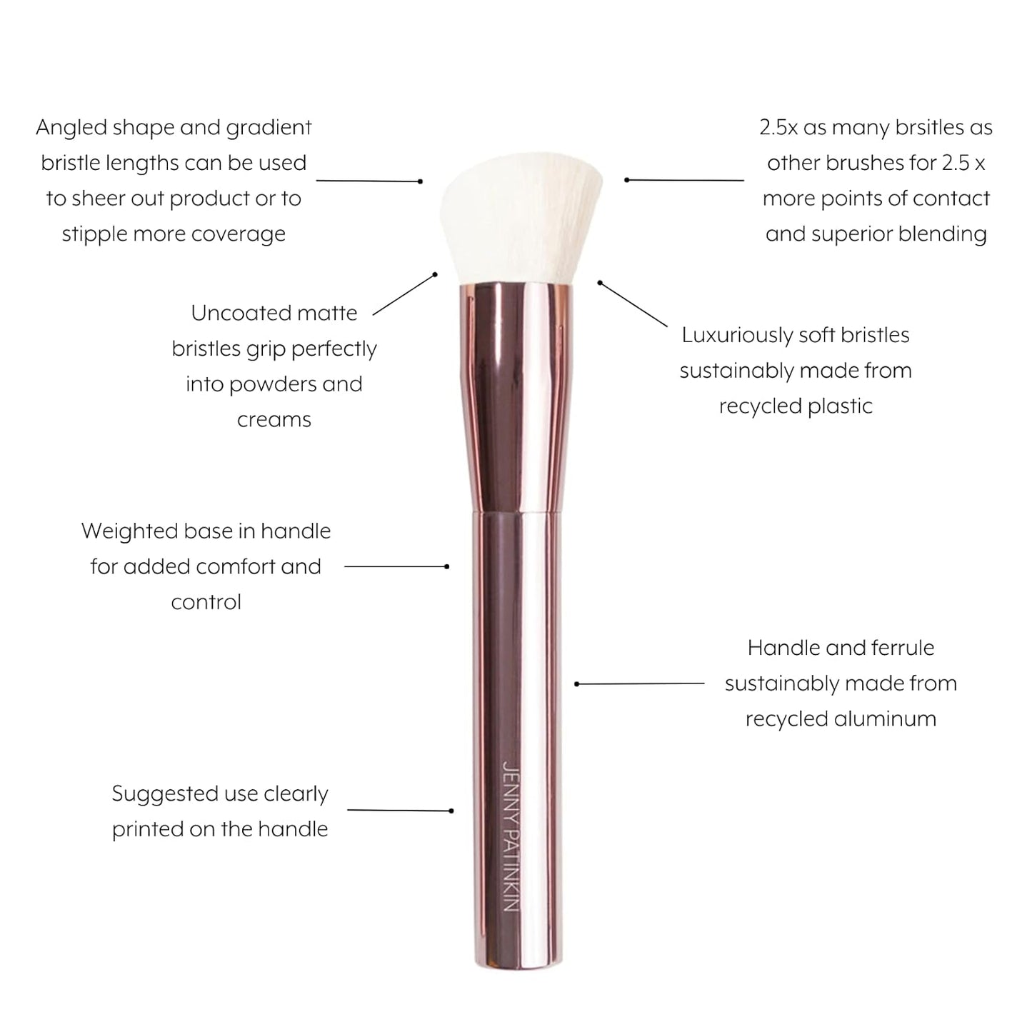 Sustainable Luxury Complexion Brush | Vegan Eco-Friendly Makeup Brush with 2.5x More Bristles for Foundation, Contour & Blush