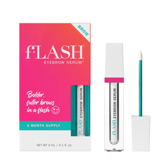 fLASH Eyebrow Serum for Bolder, Fuller, Thicker-looking Brows in 4-6 Weeks - USA Made, Conditions Brows, Safe for Sensitive Skin, Cruelty-free, Vegan, 3 Month Supply - 3mL (0.1 Fl Oz)