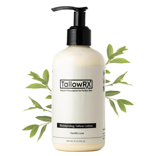 TALLOWRX Tallow Body Lotion – 100% Grass-Fed Beef Tallow for Skin, Face & Body – Pure & Organic Moisturizer with Jojoba Oil, Vitamin E (8 Fl Oz, Vanilla)