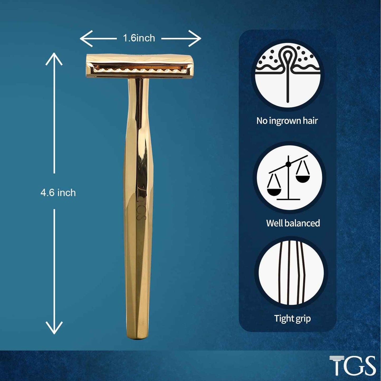 The Grooming Society Double Edge Safety Razor, Classic for Men and Women, Reusable Safety Razor, Metal Long Handle Safety Razor, 10 Blade Refill