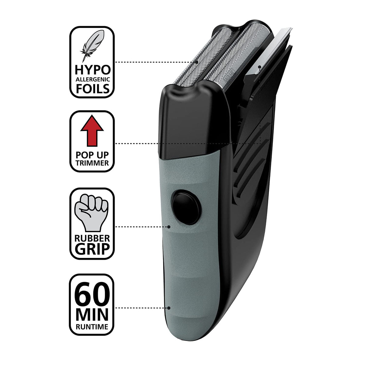 Wahl Bump-Free Rechargeable Foil Shaver with Hypoallergenic Titanium Cutters for Close, Smooth Shaving - Model 7339-300
