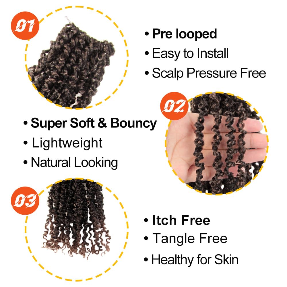 Cisinpo Yanky Twist Crochet Hair 14 Inch 10 Packs Pre-Twisted Ombre Light Brown Micro Spring Twist Boho Senegalese for Black Women (T30, Total 200 Strands)