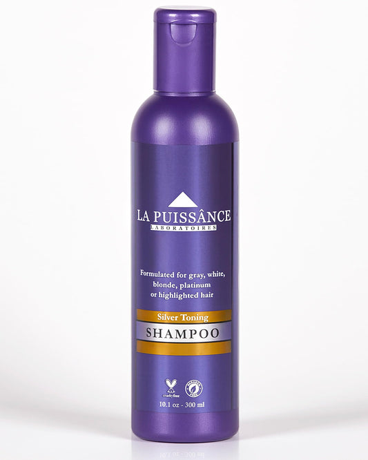 LA PUISSANCE Silver Toning Purple Shampoo - Purple Shampoo for Blonde Hair & Gray or white Hair - Neutralizes Brassiness, Adds Shine, Hydrates & Softens - Paraben-Free, For Home and Salon Use