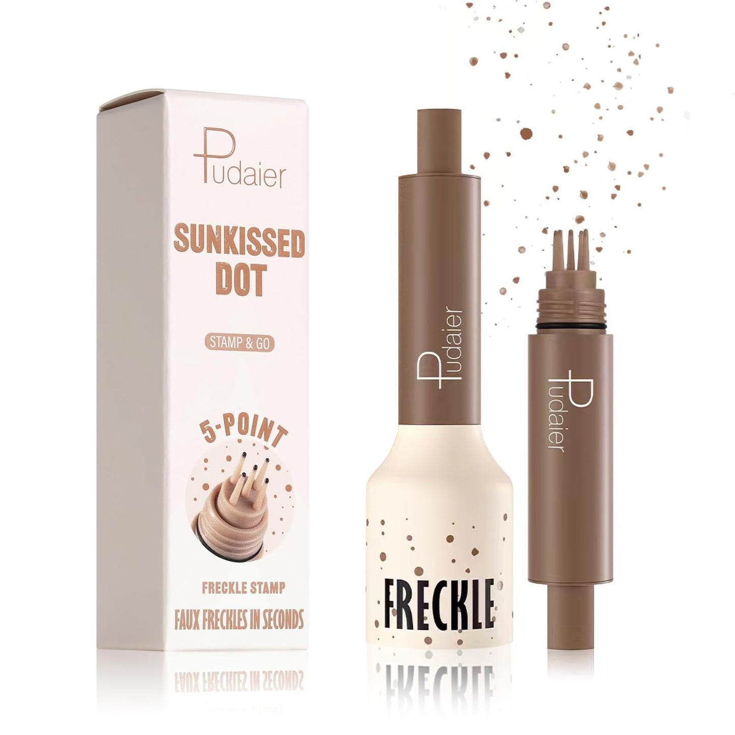 MINXUEYEN Freckle Stamp - Waterproof Faux Freckle Pen, Natural-Looking Lifelike Freckle Makeup, 5-Point Quick Dry Long-Lasting Magic Fake Freckles Marker for Sunkissed Makeup (04)