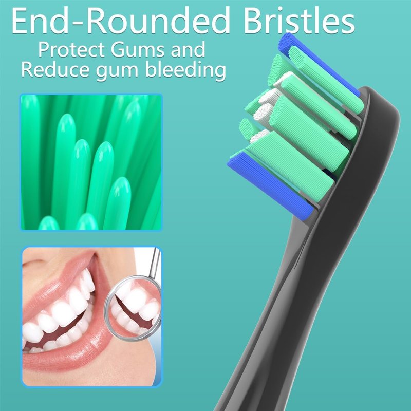 Sonicare Replacement Brush Heads - Compatible with Philips Electric Toothbrushes | 16-Pack (8 White + 8 Black)