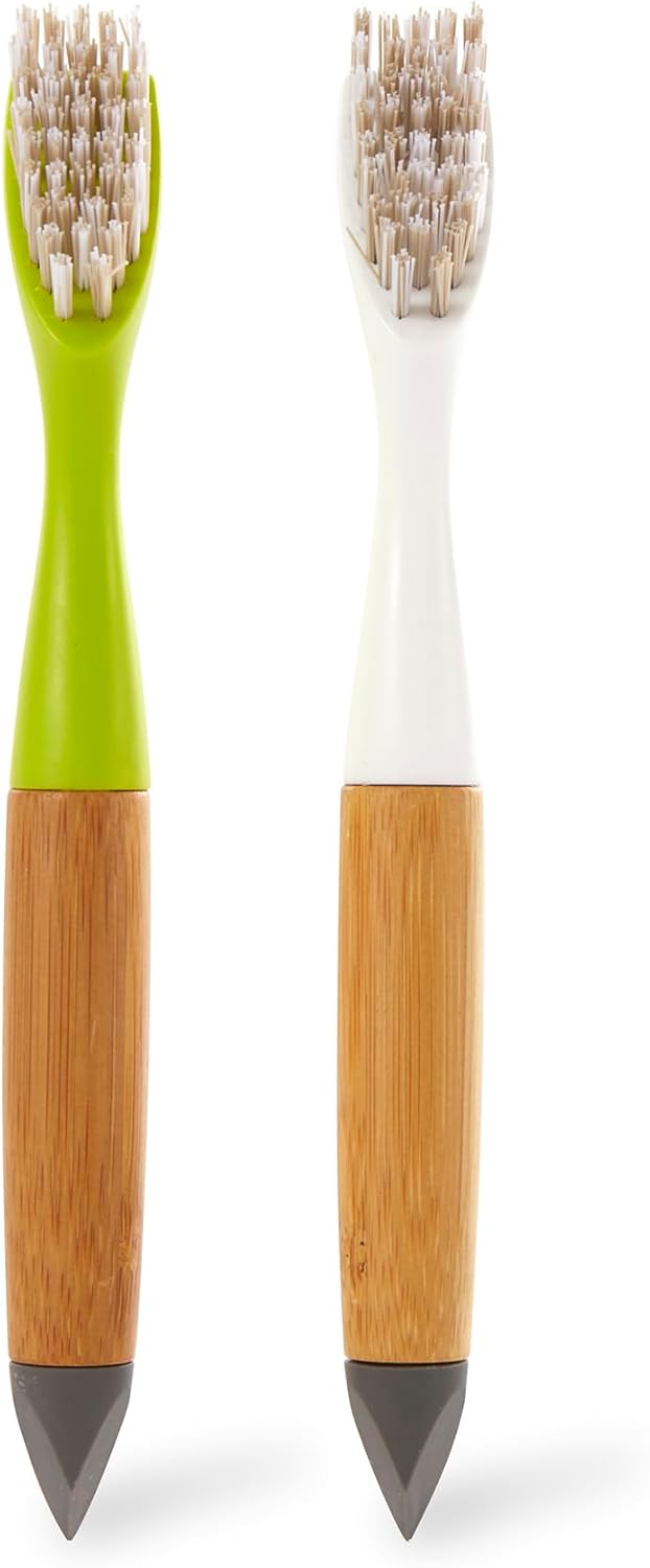 Full Circle Micro Manager - Deep Cleaning Brush for Crevices & Grout | Tough Bristles, Sustainable Bamboo Handle, White