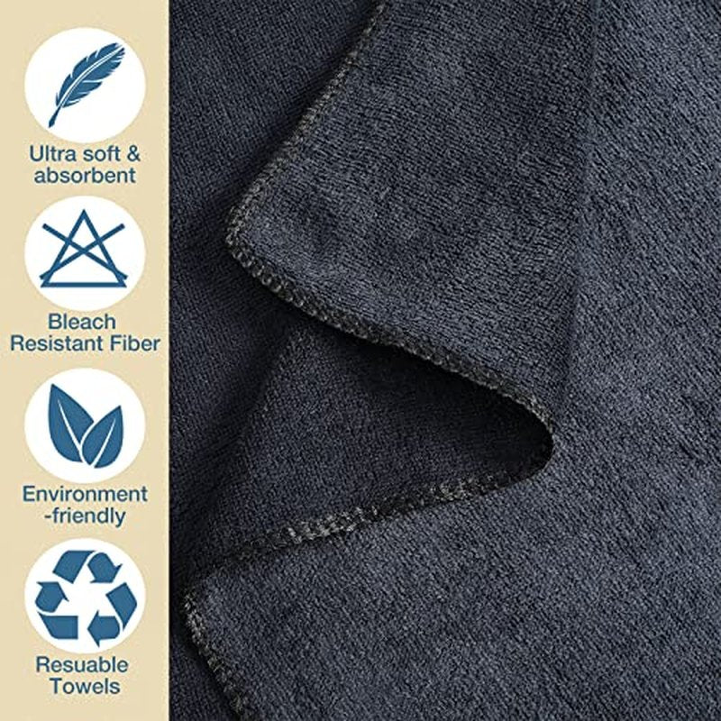 Newwiee 72 Pack Microfiber Bleach Proof Towels Bulk for Salon 18 x 30 Inch Dry Lint Free Hair Drying Hand Towels for Hair, Gym, Bath, Spa, Shaving, Barber(Black)