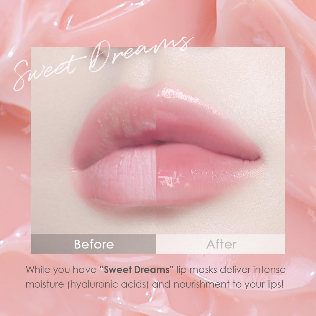 glowiest Sweet Dreams Overnight Lip Mask- Nourishing, Plumping and Hydrating Lip Balm | glowiest Sweet Dreams Lip Sleeping Mask | Hyaluronic Acids+Vitamin C+Shea Butter+Antioxidants l Peach