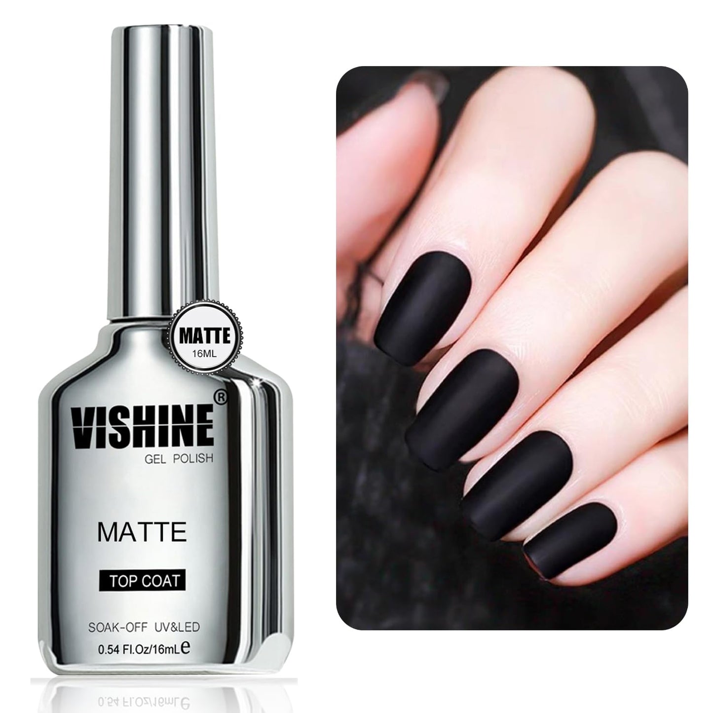 Vishine Gel Top Coat & Base Coat Set - 3Pcs 16ml, Matte & Shiny Finish for Natural & Artificial Nails