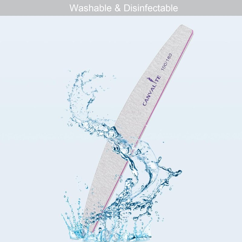Canvalite Professional Nail Files - 100 PCS Reusable Double-Sided Emery Boards | 100/180 Grit for Home & Salon Use