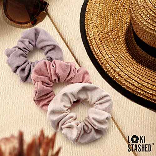 3-PACK Suede Hair Tie Scrunchies for VSCO Girls & Women, THE ORIGINAL HIDDEN POCKET SCRUNCHIE with Zipper Pocket Storage, Accessories, Small Items, Keys, Money (Pastel)