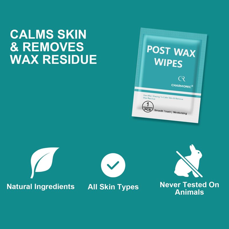 100 Count Post Wax Oil Wipes, Face Wax Strips Wax Remover for Skin Cleanser, After Wax Care Reduces Redness & Residue, Body & Facial Post Waxing Treatment for All Hair Removal