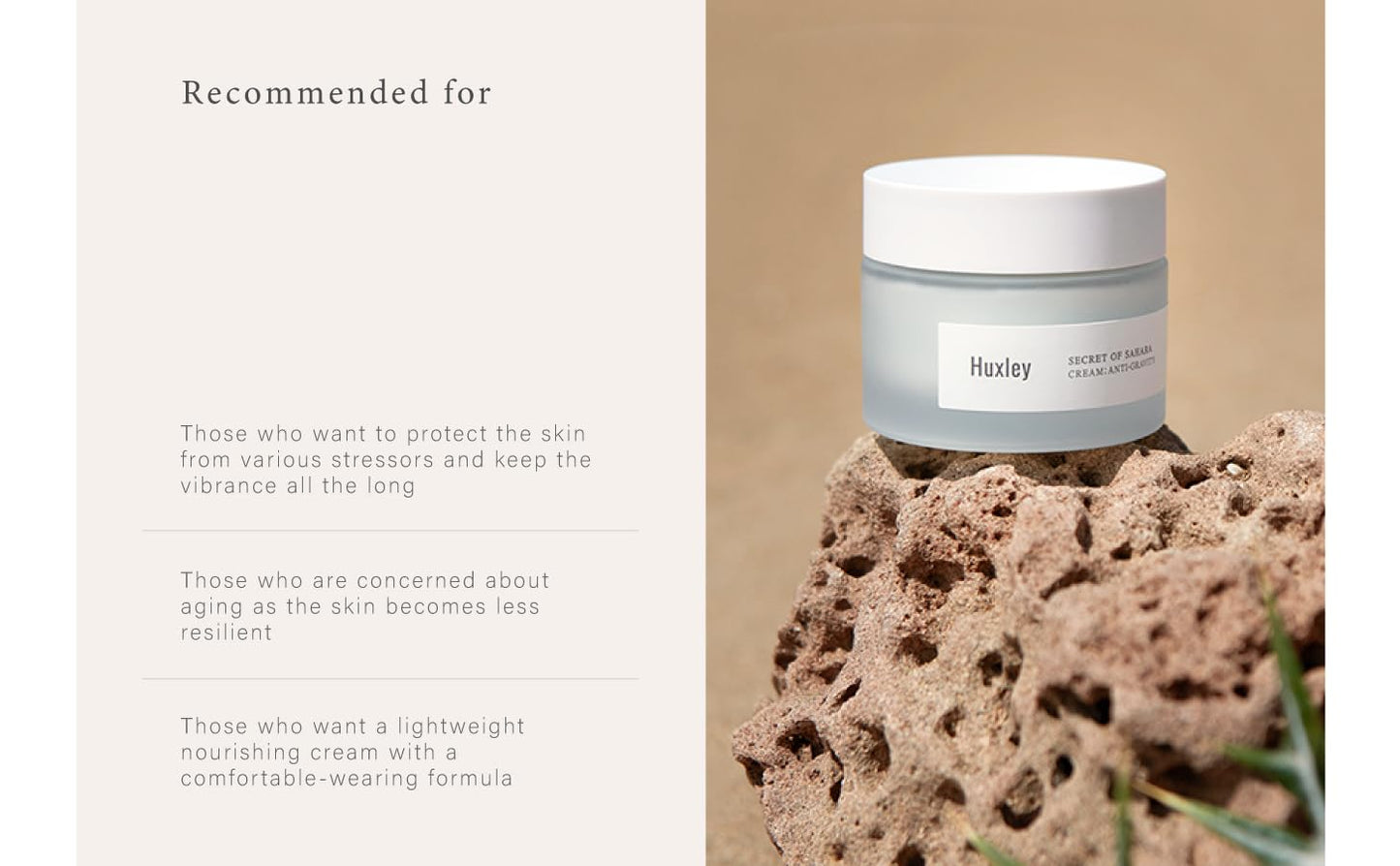 Huxley Secret of Sahara Anti-Gravity Cream, Anti-Aging Hydrating Face Moisturizer, K-Beauty, Organic Prickly Pear Seed Oil and Cactus Extract, Vitamin E, Non-Sticky Balm-Cream | 50 mL / 1.69 fl. oz.