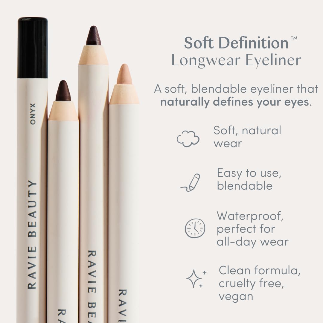 Ravie Beauty Soft Definition Longwear Waterline Pencil DUNE – Nude Waterline Eye Brightener, Waterproof Inner Rim Eyeliner, White Eyeliner Alternative, Vegan