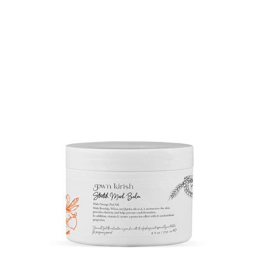 GEW’N KIRISH Natural Stretch Mark Balm – Pregnancy-Safe Moisturizer with Shea Butter, Orange Peel Oil & Jojoba | Non-Greasy, Petrolatum-Free, Whole Body Use, 8 oz