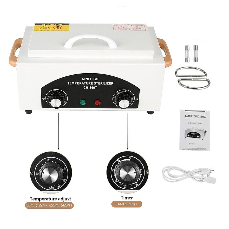 1.5L Autoclave Cabinet,High Temperature Autoclave Sterilizers,Dry Heat Sterilizer Machine for Nail Art Tool Equipment and Dental Instrument（White)
