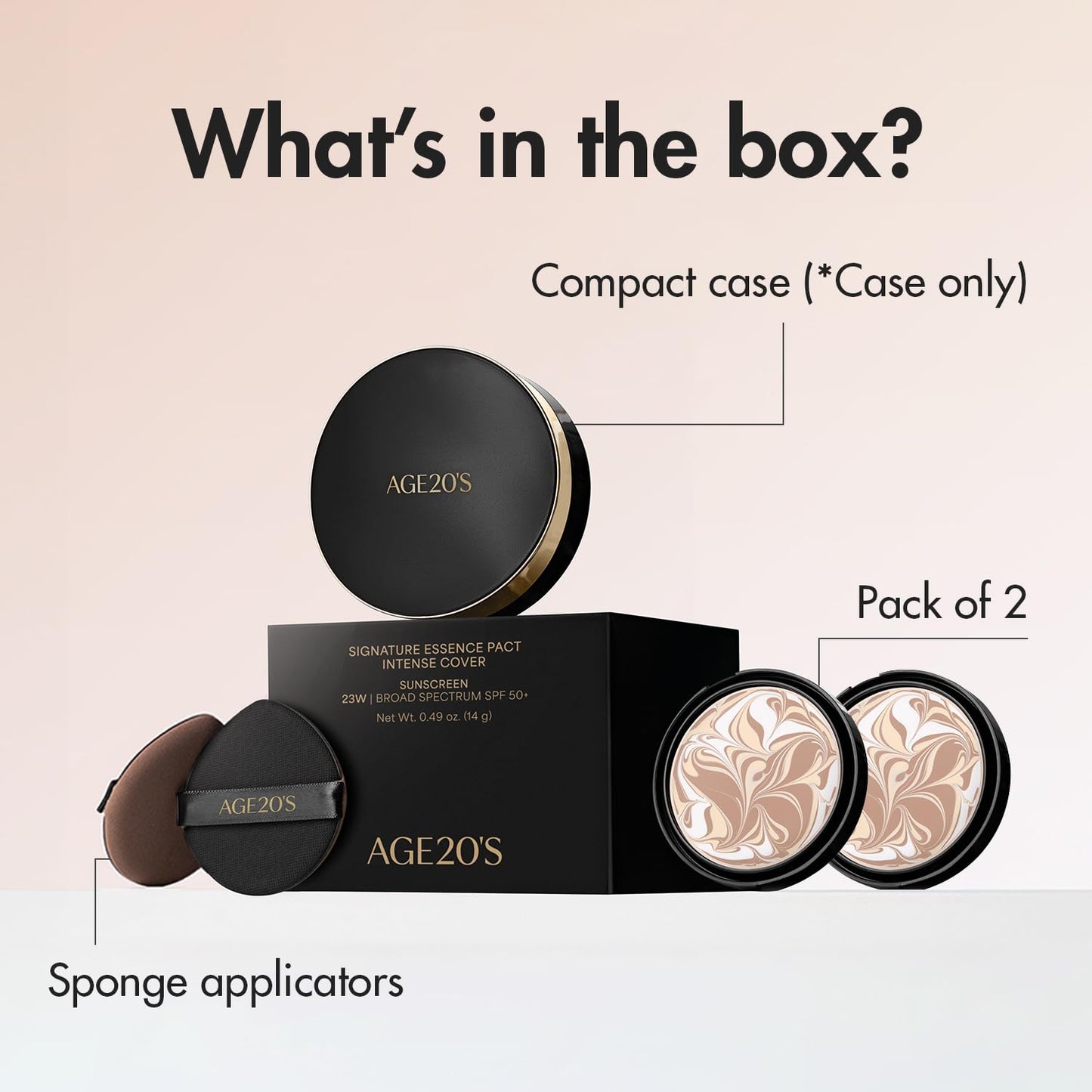 AGE20'S Signature Essence Pact SPF 50+ | Cream Foundation with Natural Coverage - 23 Medium Beige, Dewy Finish