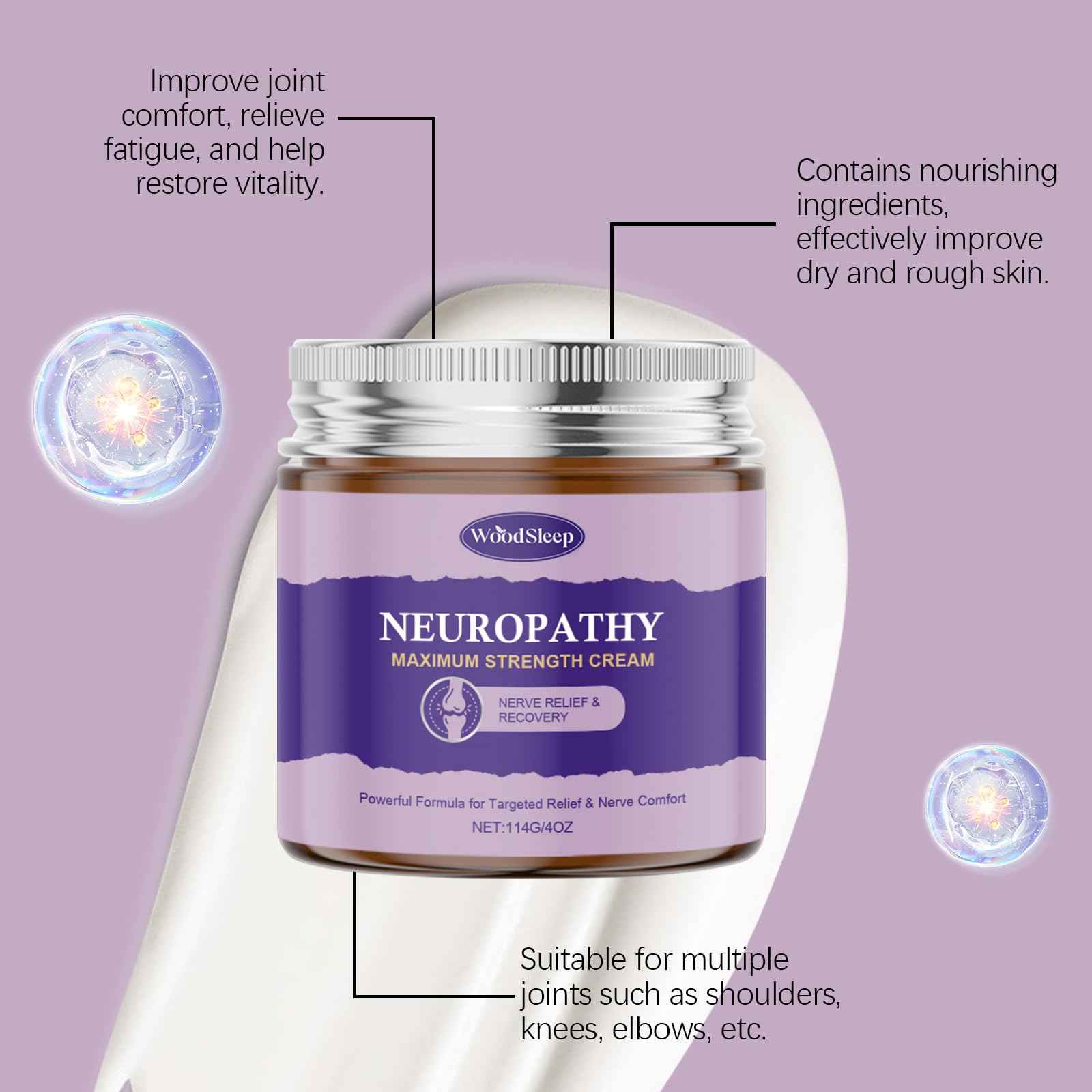 HATIKY Neuropathy Cream,Body Cream for Feet Magnesium Cream For Neuropathy Magnesium Body Butter Deeply Moisturizes Skin, Keep Soft Smooth