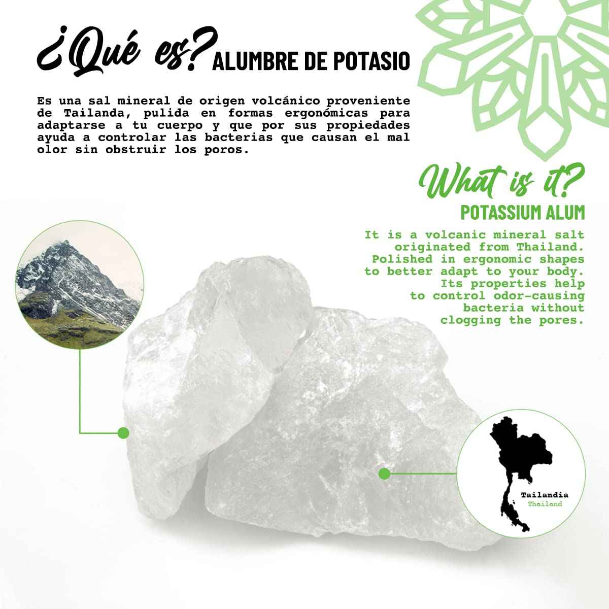 Vital Green Natural Powder Deodorant of Crystal Stone Alum (Potassium) - Unscented - Body or Feet Use - 100 g - 3.53 oz (3 Units)