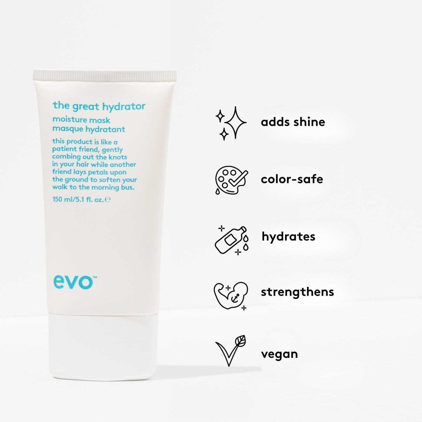 EVO The Great Hydrator Moisturizing Hair Mask for Dry, Damaged & Color-Treated Hair - Deep Conditioning & Detangling - 5.1 fl oz