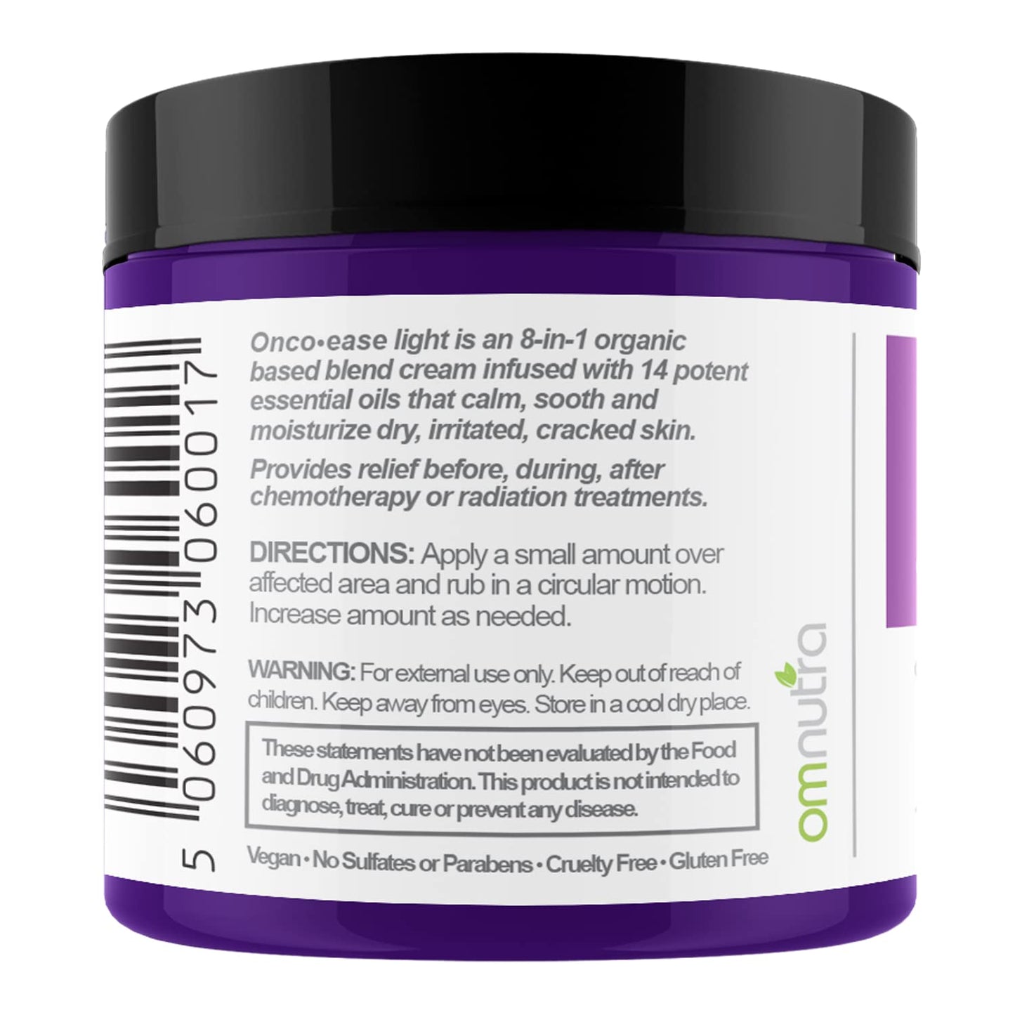 OmNutra OncoEase Oncology Cream - Organic Skin Care Lotion for Topical Relief Extra Strength Moisturizer for Dry Skin Care for Chemo Patients Radiation Treatment Topical Arnica Cream
