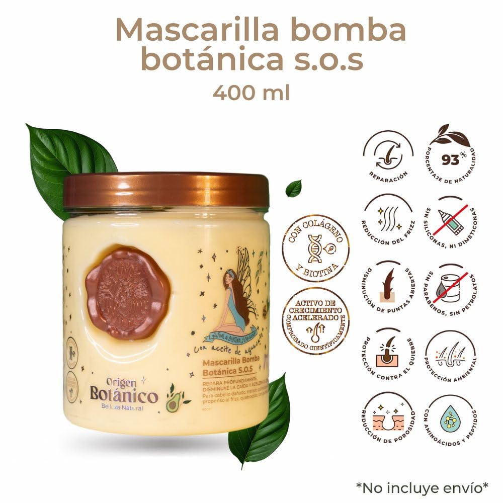 Origen Botanico Mascarilla bomba capilar origen botanico x 400mL (1 Pack) Botanical Origin Mask sos, Bomba capilar Ritual botanico Mask Botanica